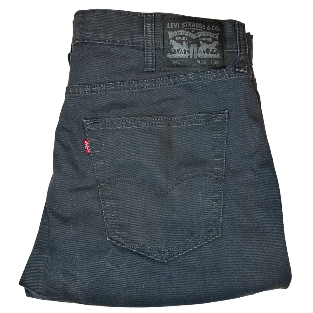 Levi's 541 Athletic Taper Mens Jeans W39 L30 Dark Grey Stretch Cotton Blend